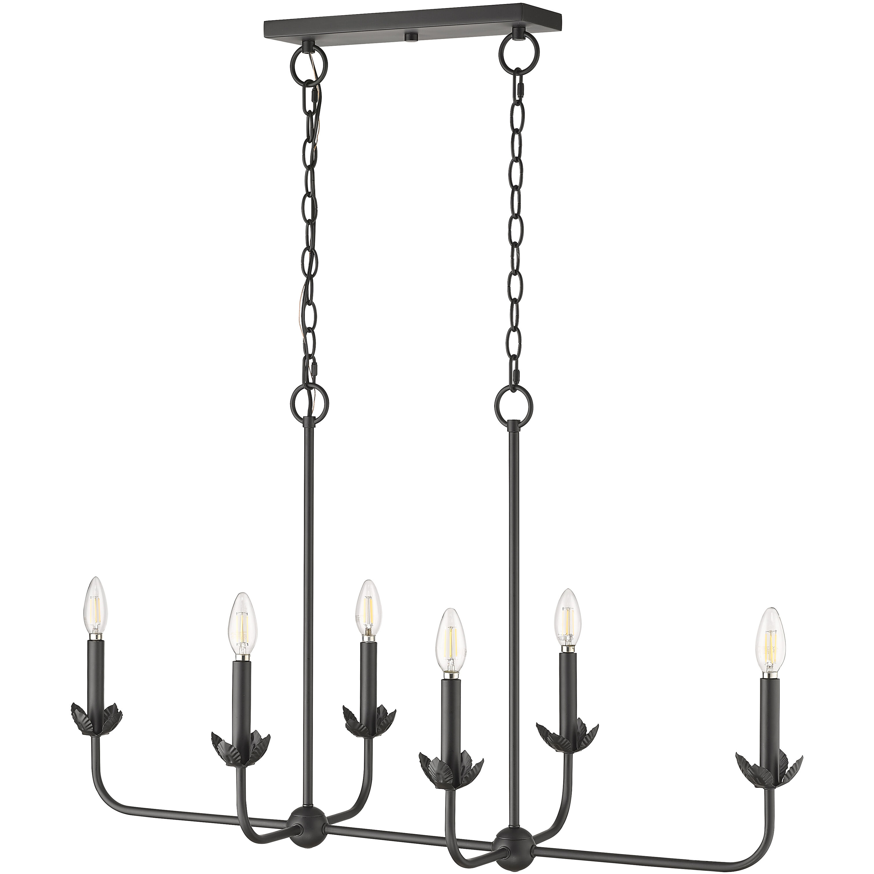 Freesia 6 Light 38 inch Matte Black Chandelier Ceiling Light